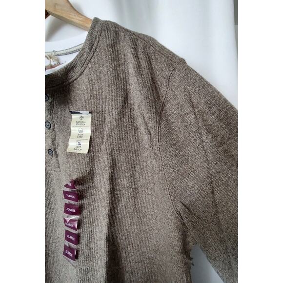 Method Men's X-Large Heather Brown Cotton Blend Henley Shirt Long Sleeve - Picture 9 of 11